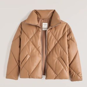 MINT, Abercrombie & Fitch Oversized Vegan Leather Diamond Puffer in Small